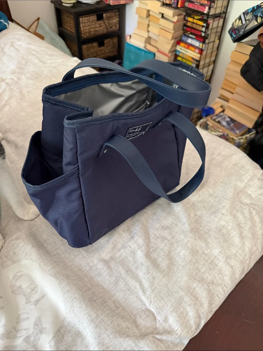 Navy women’s lunch Bag with Multiple Pockets